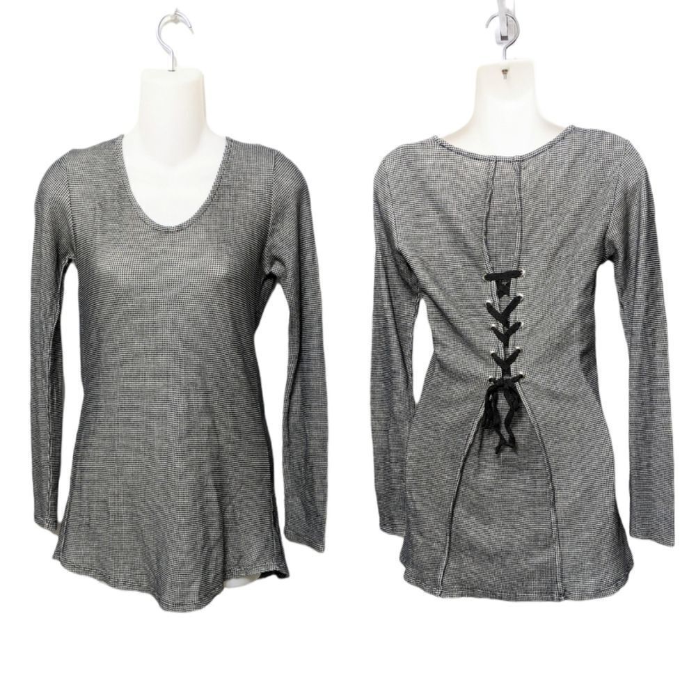NWT INDIGENOUS Organic Cotton Waffle Tie Back Pullover XS